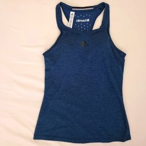 Adidas Climachill Women's Blue Tank Top with Built-In Bra Pads - Size Small